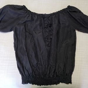 Eduardo Blanco Black Silk Short Sleeve Top Sz XS